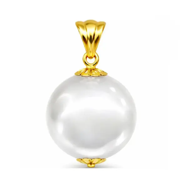 Pandantiv cu Perla Edison Alba Rara 13-13,5 mm E i Aur Galben 14K (aur 585) KASKADDA