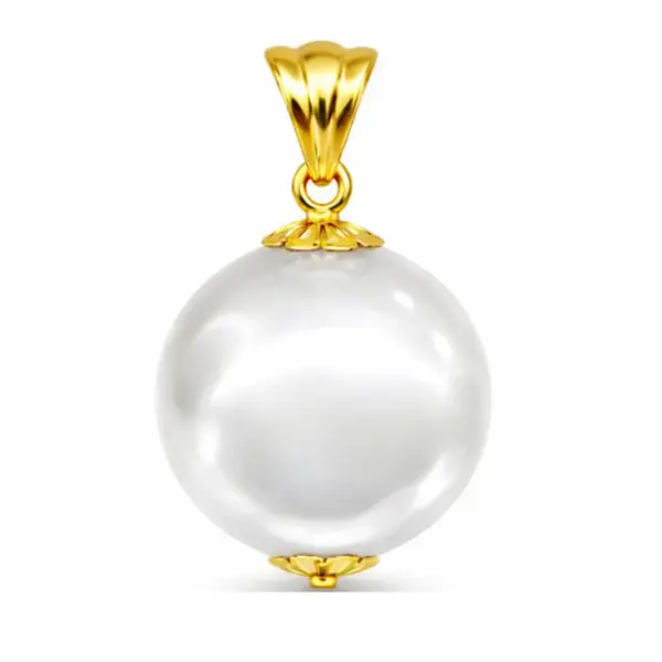 Pandantiv cu Perla Edison Alba Rara 13,5-14 mm E i Aur Galben 14K (aur 585) KASKADDA
