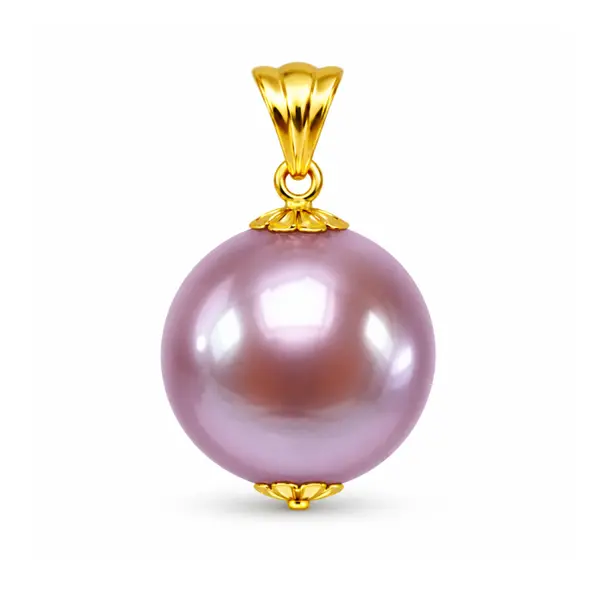 Pandantiv cu Perla Edison Lavanda Rara 12,5-13 mm E i Aur Galben 14K (aur 585) KASKADDA