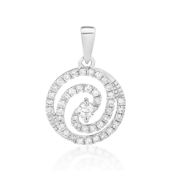 Pandantiv din aur alb cu diamante de 0.19ct