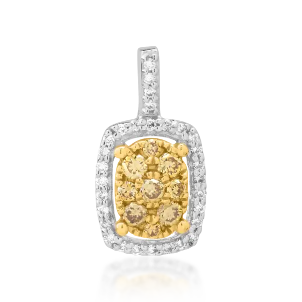 Pandantiv din aur alb cu diamante galbene de 0.18ct si diamante transparente de 0.08ct