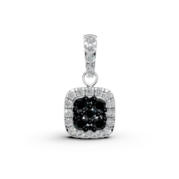 Pandantiv din aur alb cu diamante negre si incolore de 0.2ct