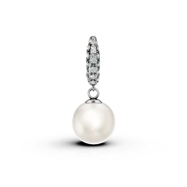 Pandantiv din aur alb cu perla de cultura de 3.9ct si diamante de 0.06ct