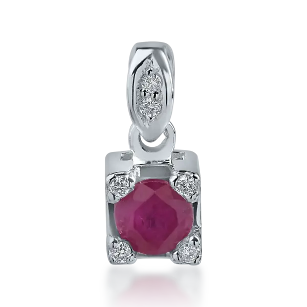 Pandantiv din aur alb cu rubin de 0.27ct si diamante de 0.04ct
