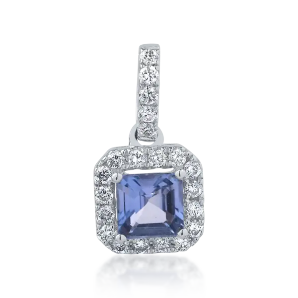 Pandantiv din aur alb cu safir emerald de 0.77ct si diamante de 0.24ct