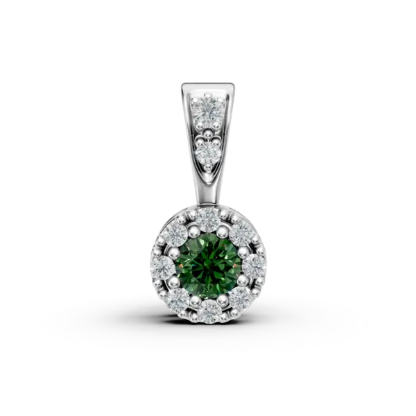 Pandantiv din aur alb cu smarald de 0.06ct si diamante de 0.05ct