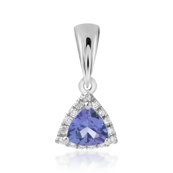 Pandantiv din aur alb cu tanzanit triangle de 0.44ct si diamante de 0.08ct