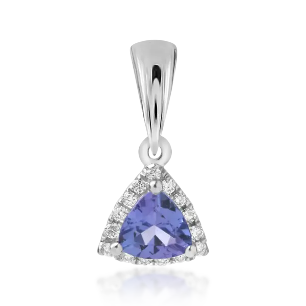 Pandantiv din aur alb cu tanzanit triangle de 0.46ct si diamante de 0.08ct