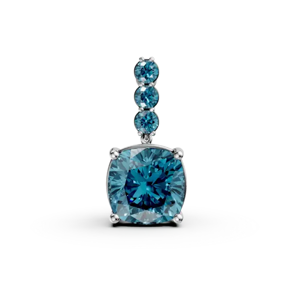 Pandantiv din aur alb cu topaze London blue cushion si rotunde de 6.49ct