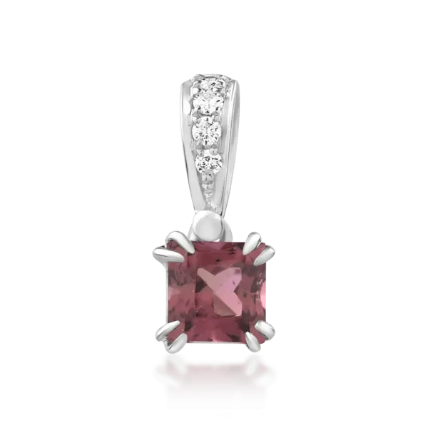 Pandantiv din aur alb cu turmalina multicolora princess de 0.39ct si diamante de 0.04ct