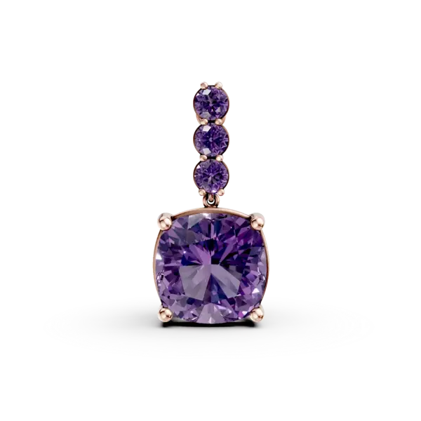Pandantiv din aur roz cu ametiste cushion si rotunde de 5.2ct