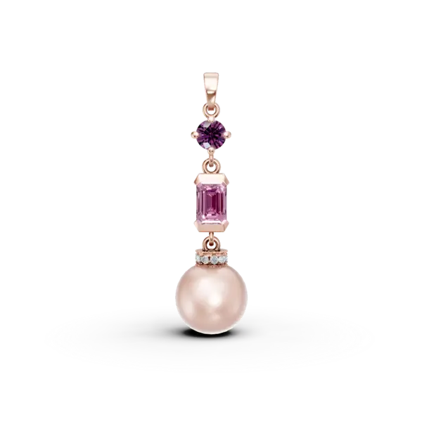 Pandantiv din aur roz cu pietre pretioase si semipretioase de 8.2ct