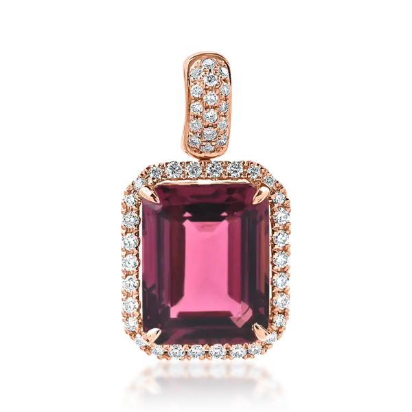 Pandantiv din aur roz cu turmalina roz si diamante de 3.31ct