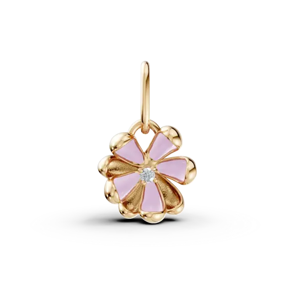 Pandantiv floare de tei din aur galben cu diamant de 0.01ct pentru copii