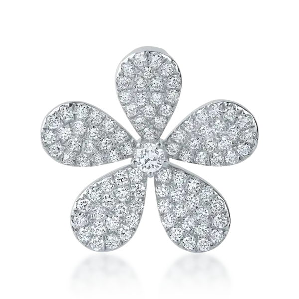 Pandantiv floare din aur alb cu diamante de 0.8ct