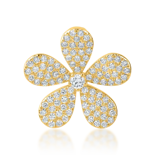Pandantiv floare din aur galben cu diamante de 0.9ct
