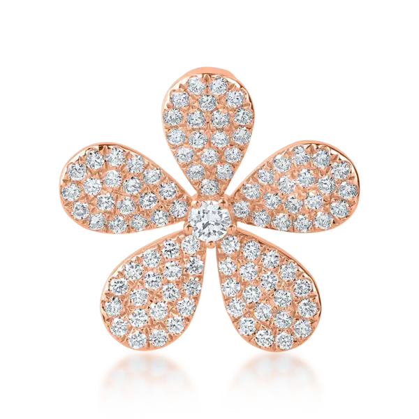 Pandantiv floare din aur roz cu diamante de 0.9ct