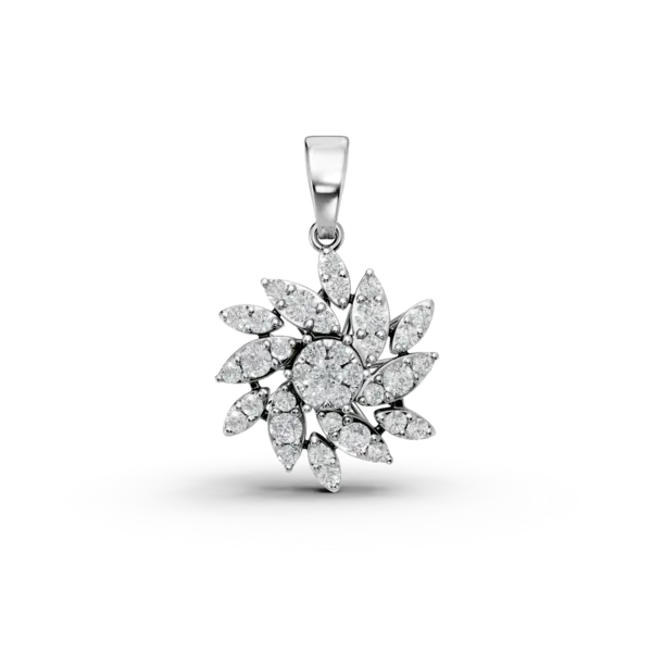 Pandantiv floral din aur alb cu diamante de 0.511ct