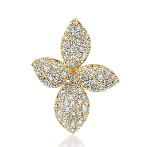 Pandantiv floral din aur galben cu diamante de 1.9ct