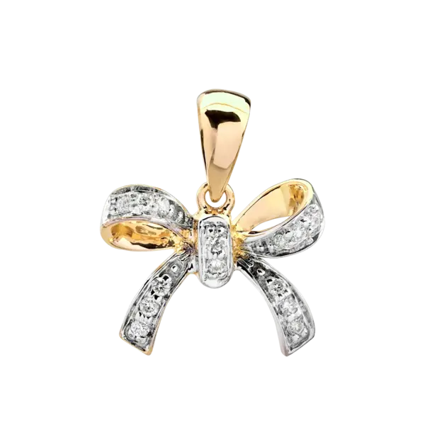 Pandantiv fundita din aur alb-galben cu diamante de 0.08ct