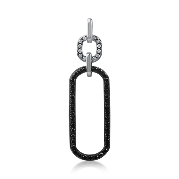 Pandantiv geometric din aur alb negru cu diamante negre de 0.3ct si diamante incolore de 0.05ct