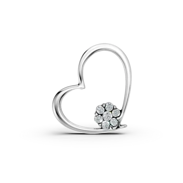 Pandantiv inima din aur alb cu diamante de 0.12ct