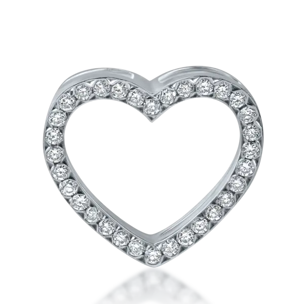 Pandantiv inima din aur alb cu diamante de 0.16ct