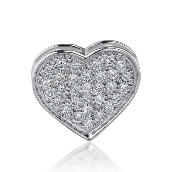 Pandantiv inima din aur alb cu diamante de 0.33ct