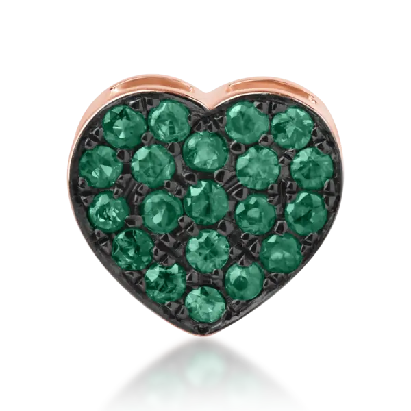 Pandantiv inima din aur roz cu smaralde de 0.16ct