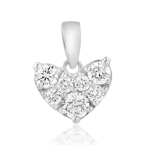 Pandantiv inimioara din aur alb cu diamante de 0.5ct