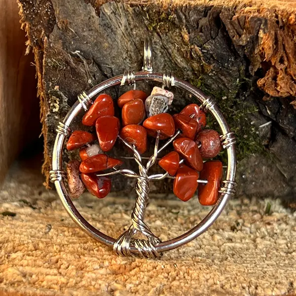 Pandantiv jasp rosu Tree of Life
