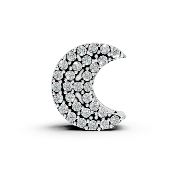 Pandantiv luna din aur alb cu diamante de 0.09ct