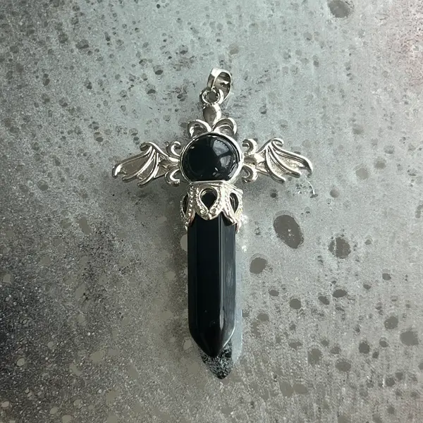 Pandantiv obsidian negru | Point Wing