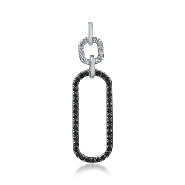 Pandantiv oval din aur alb-negru cu diamante negre si incolore de 0.3ct