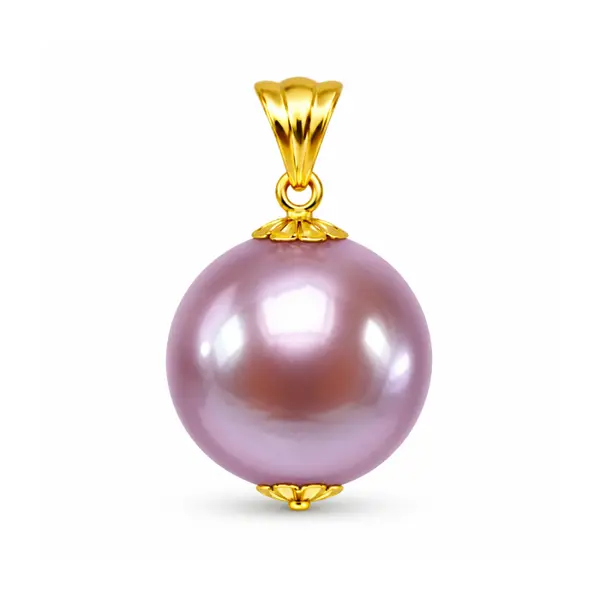 Pandantiv Perla Edison Lavanda Rara 12-12,5 mm E i Aur 14K (aur 585) KASKADDA