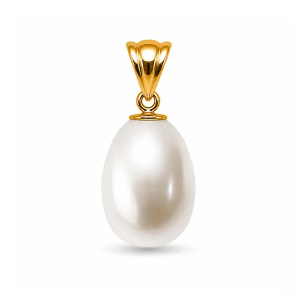 Pandantiv Perla Naturala Alba Rara 12 9 mm si Aur Galben 14K (aur 585) KASKADDA