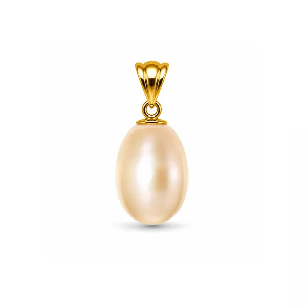 Pandantiv Perla Ovala Crem 5 8 mm cu Aur 14K (aur 585) KASKADDA