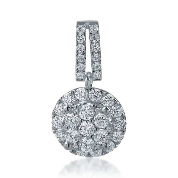 Pandantiv rotund din aur alb cu diamante de 0.4ct