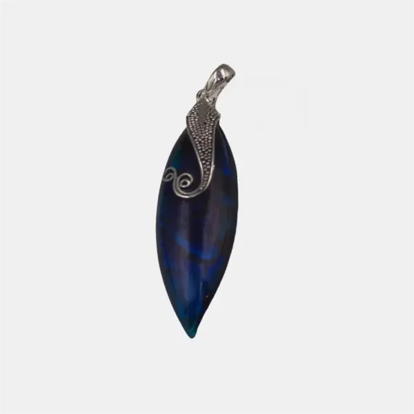 Pandantiv statement din argint 925, cu paua shell in forma de lacrima