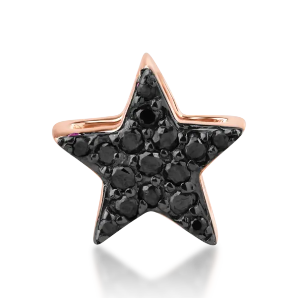 Pandantiv steluta din aur roz cu diamante negre de 0.07ct