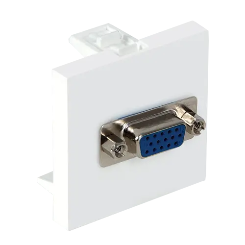Panel echipat cu socket VGA mamă, 45×45 mm (2 module), pentru canal DLX Electric, alb RAL 9010