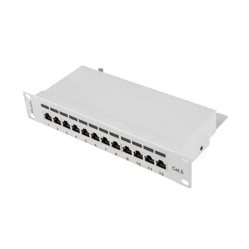 Panou de conexiuni , Lanberg , cat. 5e 12 Porturi 1U , 10'' , gri