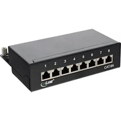 Panou de conexiuni Logilink NP0018B, Cat.6A STP 8 porturi (Negru)