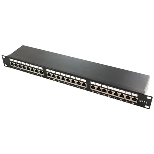 Panou de conexiuni protejat Logilink , Cat.6 STP 24 porturi , 19 ”, Negru