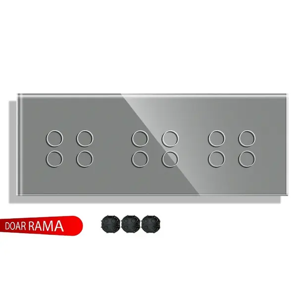 Panou întrerupător cvadruplu+cvadruplu+cvadruplu din sticlă M1