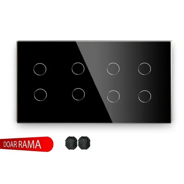 Panou întrerupător cvadruplu+cvadruplu din sticlă M1