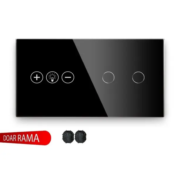 Panou întrerupător dimmer (Variator tensiune) WiFi+dublu din sticlă M1