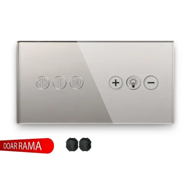 Panou întrerupător perdele+dimmer (Variator tensiune) WiFi din sticlă M1