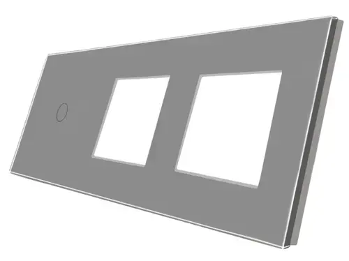 Panou Intrerupator Simplu cu Touch si 2 Prize Din Sticla LUXION (Gri)