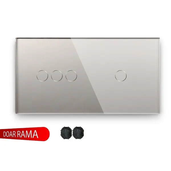 Panou întrerupător triplu+simplu din sticlă M1